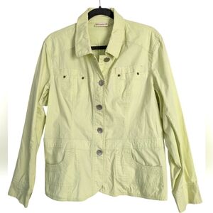 Lulu B Key West Lime Jacket Women's Sz L Button Up Cotton Stretch Lightweight